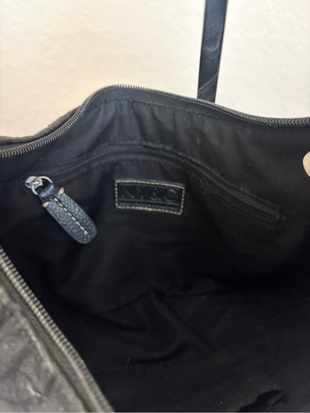 NY & Co Vintage Y2K Black Logo Canvas Leather Baguette Shoulder Bag Monochrome - Picture 5 of 6